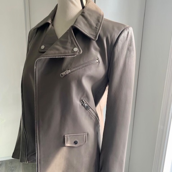 Zara leather moto jacket new grey medium - Picture 1 of 14